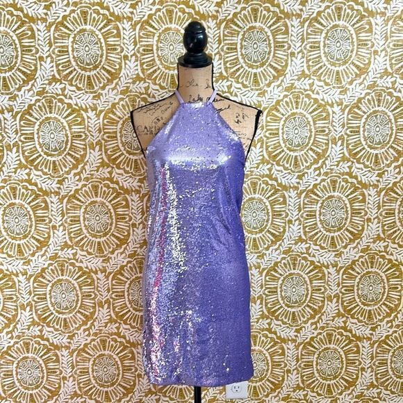 NWOT The Attico Audrey Lilac Sleeveless Open Back Sequin Mini Dress sz 42 US 4-6 - Picture 8 of 16